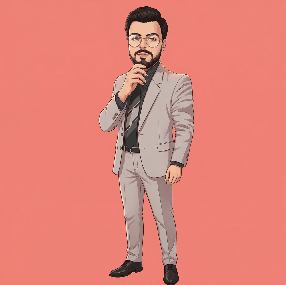 Thoughtful ,cartoonic, portriate